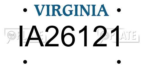 IA26121 Virginia License Plate