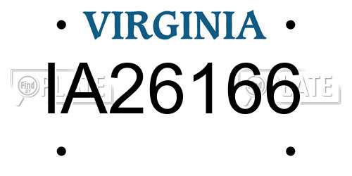 IA26166 Virginia License Plate