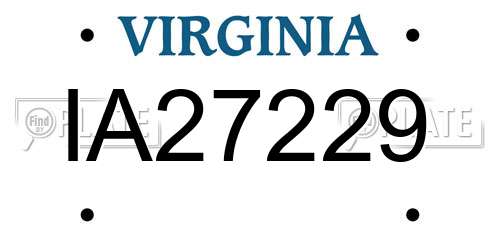 IA27229 Virginia License Plate