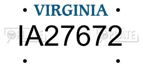IA27672 Virginia License Plate