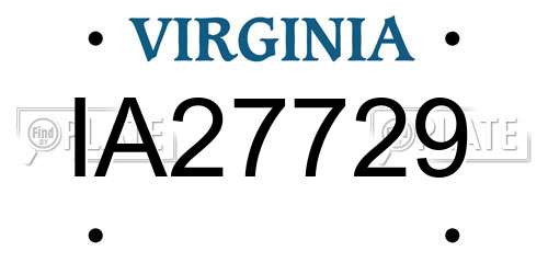 IA27729 Virginia License Plate