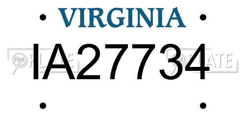 IA27734 Virginia License Plate