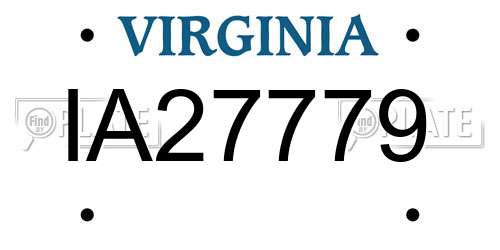 IA27779 Virginia License Plate