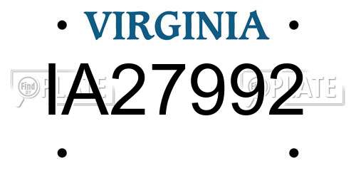IA27992 Virginia License Plate