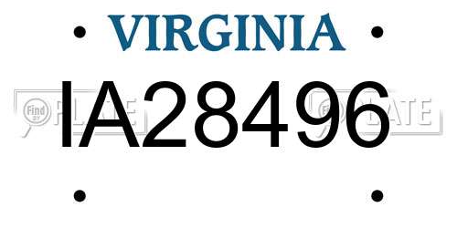 IA28496 Virginia License Plate