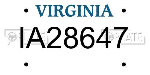 IA28647 Virginia License Plate