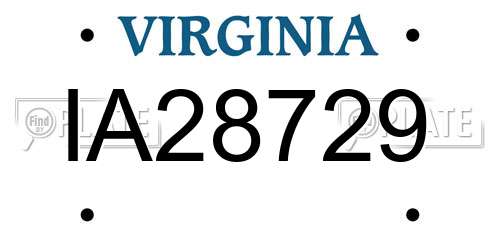 IA28729 Virginia License Plate