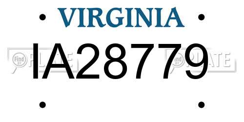 IA28779 Virginia License Plate