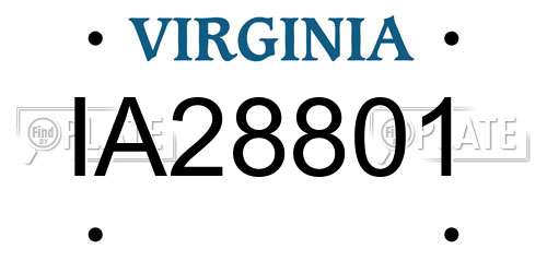 IA28801 Virginia License Plate