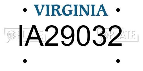 IA29032 Virginia License Plate