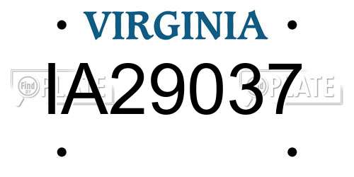 IA29037 Virginia License Plate