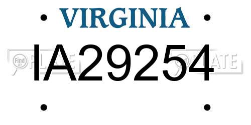 IA29254 Virginia License Plate