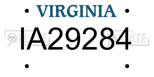 IA29284 Virginia License Plate