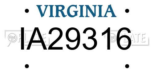 IA29316 Virginia License Plate
