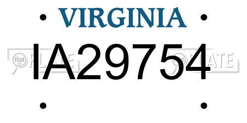 IA29754 Virginia License Plate