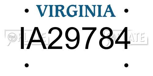 IA29784 Virginia License Plate