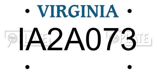 IA2A073 Virginia License Plate
