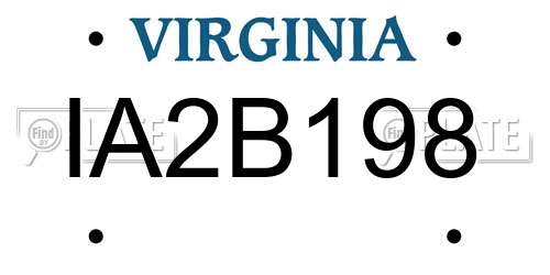 IA2B198 Virginia License Plate