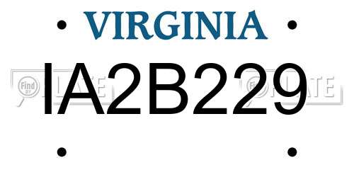 IA2B229 Virginia License Plate