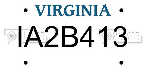 IA2B413 Virginia License Plate