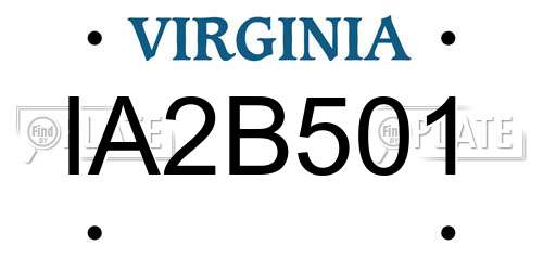 IA2B501 Virginia License Plate
