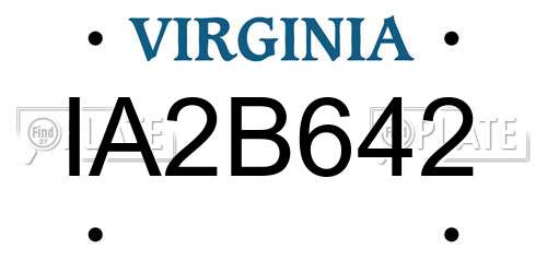 IA2B642 Virginia License Plate