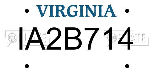 IA2B714 Virginia License Plate