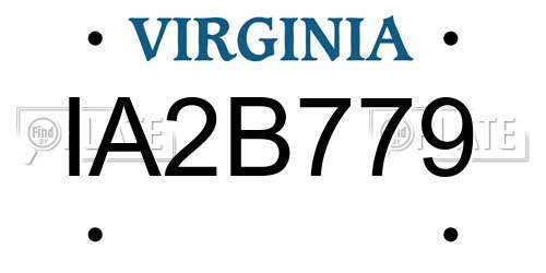 IA2B779 Virginia License Plate