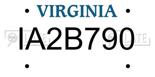 IA2B790 Virginia License Plate