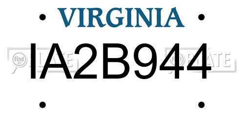 IA2B944 Virginia License Plate