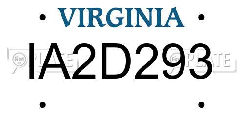 IA2D293 Virginia License Plate