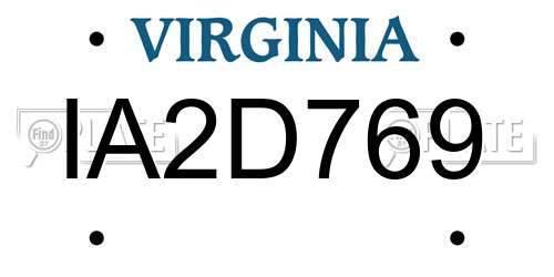 IA2D769 Virginia License Plate