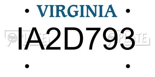 IA2D793 Virginia License Plate