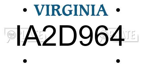 IA2D964 Virginia License Plate