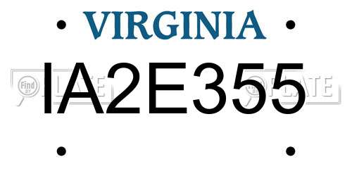 IA2E355 Virginia License Plate