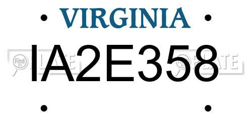 IA2E358 Virginia License Plate