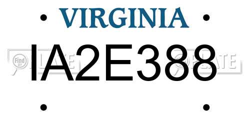 IA2E388 Virginia License Plate