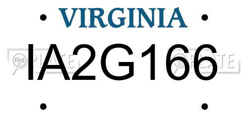 IA2G166 Virginia License Plate