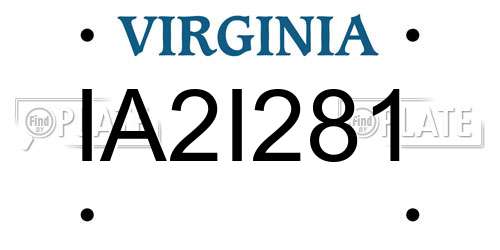 IA2I281 Virginia License Plate