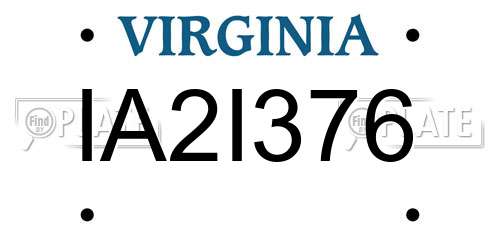 IA2I376 Virginia License Plate