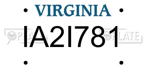IA2I781 Virginia License Plate