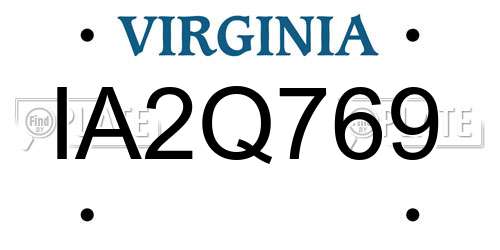IA2Q769 Virginia License Plate