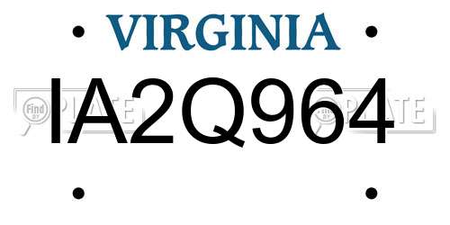 IA2Q964 Virginia License Plate