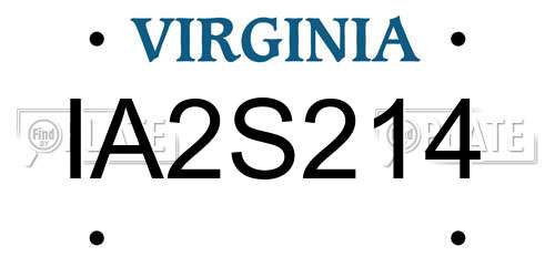 IA2S214 Virginia License Plate