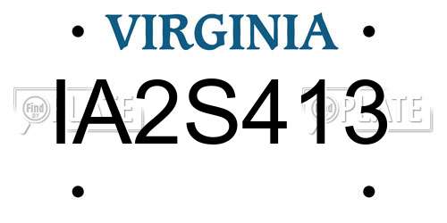 IA2S413 Virginia License Plate
