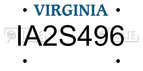 IA2S496 Virginia License Plate