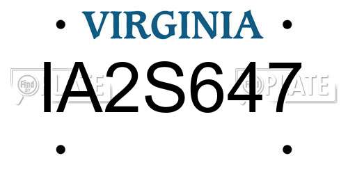 IA2S647 Virginia License Plate