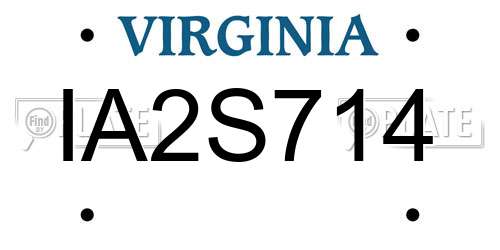 IA2S714 Virginia License Plate