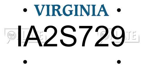 IA2S729 Virginia License Plate