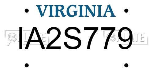 IA2S779 Virginia License Plate